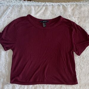 Forever 21 Maroon Ribbed Crop Top
